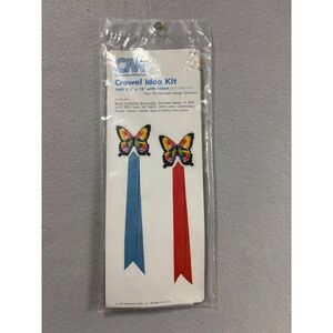 VTG 1977 Columbia Minerva Crewel Embroidery Kit 7986 Bright Butterfly Bookmark